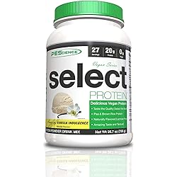 PEScience Select Vegan Plant Based Protein Powder, Vanilla, 27 Serving, Pea and Brown Rice Blend