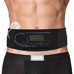 DiaBelt Insulin Pump Belt with Mesh Pouch for Easy Viewing Operation, Diabetic T1D Medical Holder Accessories Waist Band with Slits for Tubing Epipen Men Women Adult Black