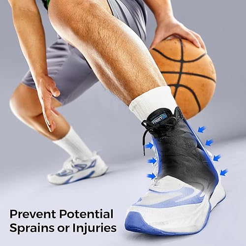 FREETOO Ankle Brace Maximum Metal Support for Men & Women, Compression Foot Support for Sprained Ankle, Plantar Fasciitis,Injury Recovery, Lace up Ankle Support for Running Volleyball LeftRight