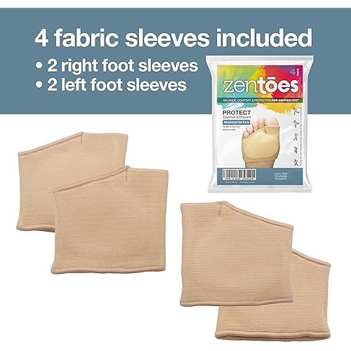 ZenToes Metatarsal Pads for Women and Men - 4 Pack Ball of Foot Cushions Beige