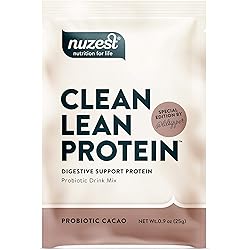 Probiotic Cacao Clean Lean Protein by Nuzest - Digestive Support, Pea Protein Powder with Added Probiotics, Vegan, Gut Health, Non-GMO, 1 Serving, 25g