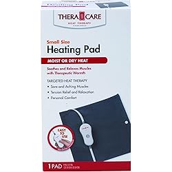 Thera Care Small Size Heating Pad with Moist & Dry Heat | Wide-Range Heat Temperature Setting | 9” x 9”, Gray, 24-810