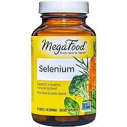 MegaFood Selenium - Immune System Support Supplement with Antioxidant Functions with Organic Broccoli, Carrot, Rosemary, Turmeric, and More - Gluten Free and Made Without Dairy - Vegan - 60 Tabs