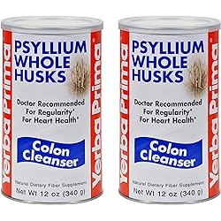 Yerba Prima Psyllium Whole Husks, Colon Cleanser 12 oz Pack of 2 - All Natural Dietary Fiber, Pure Premium Psyllium, Lab-Tested Non-GMO, Gluten-Free Fiber, Made in The USA