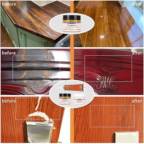 Lifreer Wood Furniture Repair Kit, High-Performance Wood Filler, Wood Putty With Beeswax - Hardwood Floor Scratch Repair Kit For Scratch, Cracks, Hole, Laminate, Table, Door