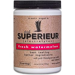Superieur Electrolytes – Plant Based Electrolyte Supplement w Sea Minerals for Hydration & Recovery – Keto Friendly, Non-GMO, Zero Sugar, Vegan Healthy Sports Drink Powder – Watermelon 70 Servings
