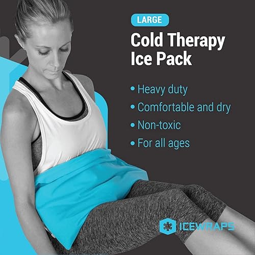 IceWraps Cold Therapy Clay Pack with Cover Oversized 12”x21” | Clay Ice Pack for Injuries - Reusable | Large Cold Pack for Back, Chest, Hip, Abdomen, or Knees | Long-Lasting Cooling Effect