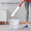 Self Wringing Mop with 2 Washable Heads, JEHONN Wet Mop for Floor Cleaning Heavy Duty, 51 Inch Long Handle Twist Mop for Hardwood Vinyl Tile Marble Laminate Home Office Kitchen Red