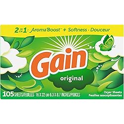 Gain, Fabric Softener Dryer Sheets, Original Scent, 105 Count