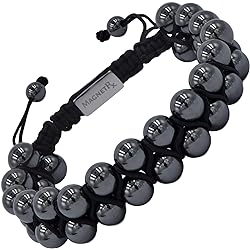 MagnetRX® Hematite Magnetic Therapy Bracelet - MAX Strength Natural Pain Relief and Healing Stones - Beaded Magnetic Hematite Bracelets Double Strength 8mm