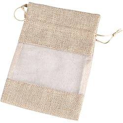 Linen Burlap Organza Bag with Drawstring for Wedding Party Favors Cosmetic