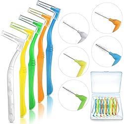 20 Pieces Interdental Brushes Braces Toothbrush Betweens Angle Alternative Brushes Flossing Head Oral Dental Tooth Brush Interdental Cleaners for Tooth Cleaning Mixed Sizes, Mixed Colors