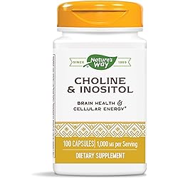 Nature’s Way Choline & Inositol, Brain Health, Cellular Energy, 1,000 mg per Serving, 100 Capsules