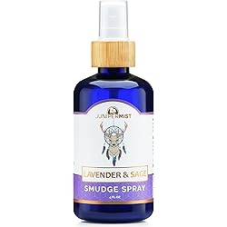 Sage Smudge Spray With Lavender For Cleansing and Clearing Energy 4 ounce Liquid Blend Alternative To Sticks, Incense Or Bundles: Handmade With Pure Essential Oils and Real Quartz Crystals