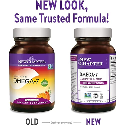 New Chapter New Chapter Supercritical Omega 7 with Sea Buckthorn Plant Sourced Fatty Acids Omega 7 Non-GMO Ingredients - 60 Vegetarian Capsule