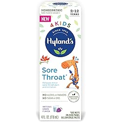 Hyland's Kids Sore Throat Relief for Children Ages 2 Cold Medicine Natural Flavor, Grape, 4 Fl Oz