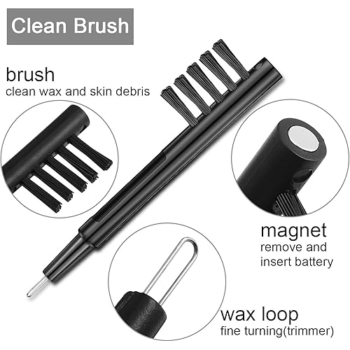 12 Pieces Hearing Aid Cleaning Brush Hearing Amplifier Brushes with Wax Loop and Magnet