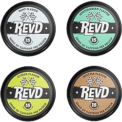 REVD MINT ENERGY POUCHES | 4 Can Variety Pack | Nicotine-Free Dip Pouches | 750mg of Caffeine Per Can, 15 Pouches Per Can | 1 Pouch Equals 12 Cup of Coffee of Caffeine | Made in USA Variety Pack