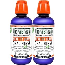TheraBreath Healthy Gums Periodontist Formulated 24-Hour Oral Rinse with CPC, Clean Mint, 16 Ounce Pack of 2