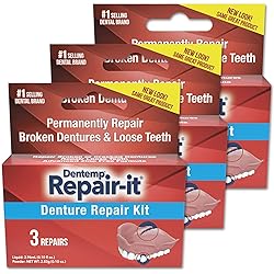 Dentemp Repair Kit - Repair-It Advanced Formula Denture Repair Kit Pack of 3 - Denture Repair Kit Repairs Broken Dentures - Denture Repair to Mend Cracks & Replace Loose Teeth