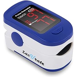 Zacurate 500BL Fingertip Pulse Oximeter Blood Oxygen Saturation Monitor with Batteries and Lanyard Included Navy Blue