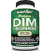Nutrivein DIM Supplement 400mg Diindolylmethane Plus Bioperine - Maintain Hormone Balance with Estrogen for Menopause and Middle Age - Supports Acne and PCOS Treatment Men & Women