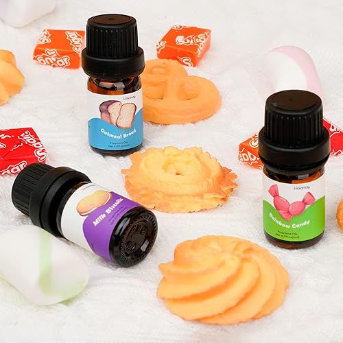 Holamay Dessert Fragrance Oils, Scented Oils Set of 10 Sweet Soap & Candle Making Scents - Creamy Vanilla, Apple Cinnamon, Cookies and More, Aromatherapy Diffuser Oils, Holiday Essential Oils Set
