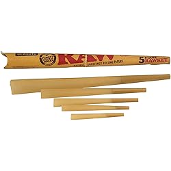 RAW Classic Natural Unrefined Pre-Rolled Cones, Variety Pack 5 Stage Rawket