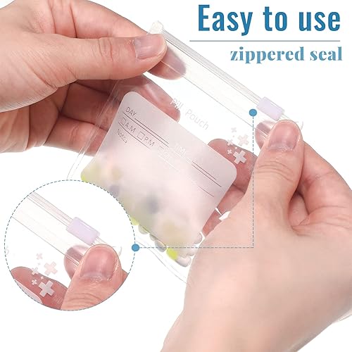 24 Pcs Zippered Pill Pouch Medicine Bags for Pills Reusable Self Sealing Pill Bags Travel Pill Bags Medicine Organizer Storage Pouches with Slide Lock for Pills and Small Items 24 Pieces
