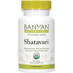 Banyan Botanicals Shatavari Supplements – Organic Shatavari Root Extract – Calming, Cooling, Supports Rejuvenation, Promotes Energy & Vitality – 90 Tablets – Non GMO Sustainably Sourced Vegan