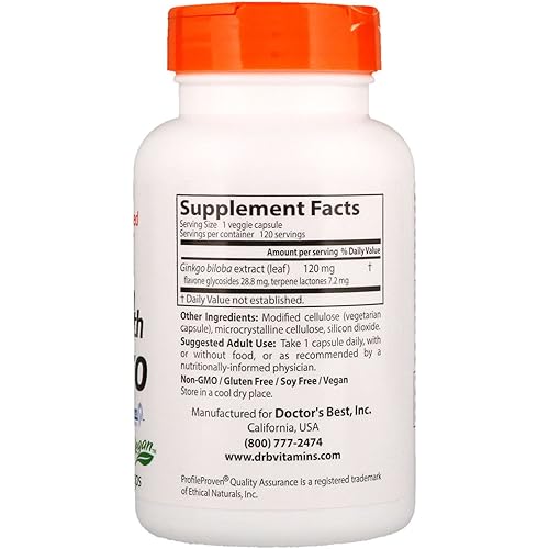 Doctor's Best, Pack of 2 Extra Strength Ginkgo, 120 mg, 120 Veggie Caps