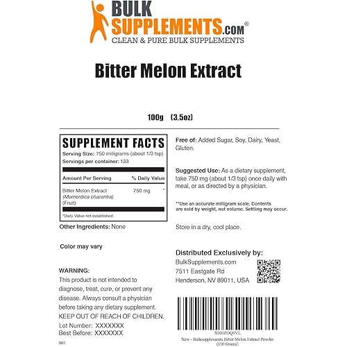 BulkSupplements.com Bitter Melon Extract Powder - Bitter Gourd Extract - Bittermelon Extract - Bitter Melon Powder - Cardiovascular and Heart Health Supplements 100 Grams - 3.5 oz