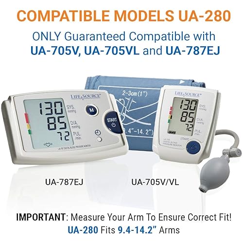 A&D Medical Replacement Blood Pressure Cuff UA-280 - Medium 24-36 cm 9.4 - 14.2 Range, BP Cuff Connector, for UA-705VVL and UA-787EJ BP Monitors
