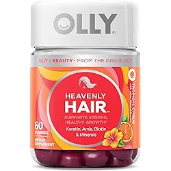 OLLY Heavenly Hair Gummies, Supports Strong Healthy Hair Growth, Keratin, Biotin, Amla, Grapefruit Flavor, 30 Day Supply - 60 Count