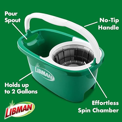 Libman Tornado Spin Mop System Plus 1 Refill Head – Total Mopping System Includes Heavy Duty Microfiber Head, Sturdy Handle, and 1 Extra Replacement Mophead. Safe on All Hard Surfaces