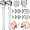 24 Pieces in Total, 2 Callus Shaver Sets Include 20 Replacement Slices 2 Callus Shavers and 2 Foot File Heads Foot Care Tools Hard Skin Remover for Hand Feet White