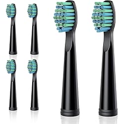 Sonic Replacement Brush Heads, Complete Care Replacement Tooth Brush Heads, Electric Toothbrush Replacement Heads, EasyClean, Gum Health- Fit Pack of 6 , Black