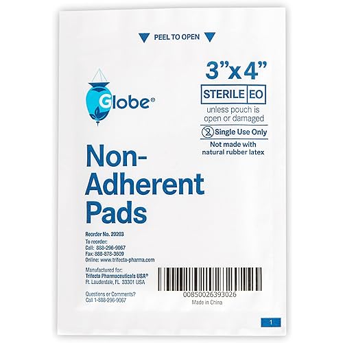 Globe Advanced Sterile Non-Adherent Pads| 100-Pack, 3” x 4”| Non-Adhesive Wound Dressing| Highly Absorbent & Non-Stick, Painless Removal-Switch| Individually Wrapped for Extra Protection 3 x 4