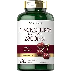 Black Cherry Extract Concentrate | 2800 mg | 240 Capsules | Non-GMO and Gluten Free Formula | Prunus Serotina Supplement | by Carlyle