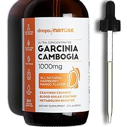 Garcinia Cambogia - Appetite Suppressant for Weight Loss - 60% HCA Ultra Concentrated Liquid Supplement - Carb Blocker - 2 fl. oz. Natural Raspberry Mango