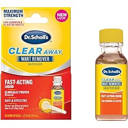 Dr. Scholl's Liquid Wart Remover .33 oz with 20 Cover Up Discs, Safe for Children and Kids 4, Salicylic Acid for Plantar Wart Removal