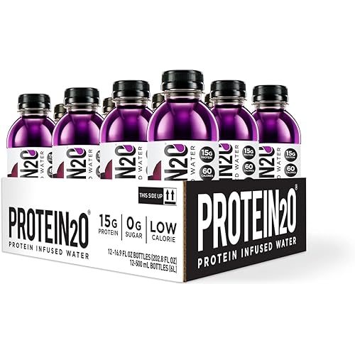 Protein2o Low Calorie Whey Protein Drink Plus Energy, Variety Pack, 16.9 Oz 12Count & Low-Calorie Protein Infused Water, 15g Whey Protein Isolate, Harvest Grape 16.9 Ounce, Pack of 12