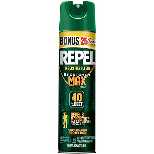 Repel Sportsmen Max Aerosol Insect Repellent Bonus, 40% Deet, 8.125 oz - 6 Count - with 6 BONUS HealthandOutdoors Moist Towelettes