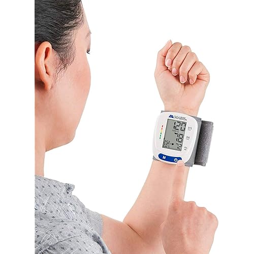 Mabis Digital Premium Wrist Blood Pressure Monitor with Automatic Wrist Cuff that Displays Blood Pressure, Pulse Rate and Irregular Heartbeat, Stores up to 120 Readings