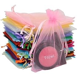 Tojwi 50pcs Organza Bags-Mix Color 3.54''x4.33''9x11cm Satin Drawstring Organza Pouch Wedding Party Favor Gift Bag Jewelry Watch Bags