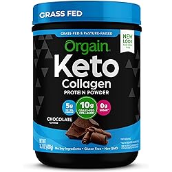 Orgain Keto Collagen Protein Powder with MCT Oil, Chocolate - Paleo Friendly, Grass Fed Hydrolyzed Collagen Peptides Type I and III, Dairy Free, Gluten Free, Soy Free, 0.88 Lb Packaging May Vary