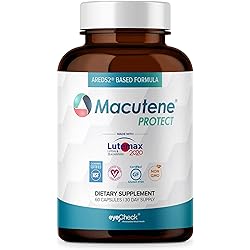 Natural Eye Health Vitamins with Bilberry Zeaxanthin Lutein - Macular Support Supplement, Formula Based On AREDS2® Clinical Trials Plus Carotenoids Quercetin EGCG - Macutene® Protect 60 Capsules