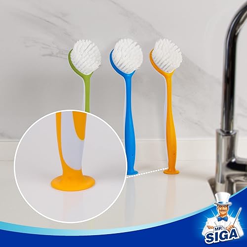 MR.SIGA Round Dish Brush, Size: Dia 5.5 x 25cm - Pack of 3