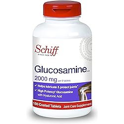 Schiff Glucosamine 2000mg per serving Hyaluronic Acid Tablets 150 count in a bottle, Joint Care Supplement That Helps Support Joint Mobility & Flexibility, Supports The Structure Of Cartilage
