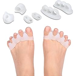 Gel Toe Separator & Stretcher Bunion Corrector Splint Kit, Relieve Pain of Hallux Valgus, Tailors Bunion and Hammer Toe, Rubber Silicon Toe Straightener Spacer Spreader Aid for Men and Women A
